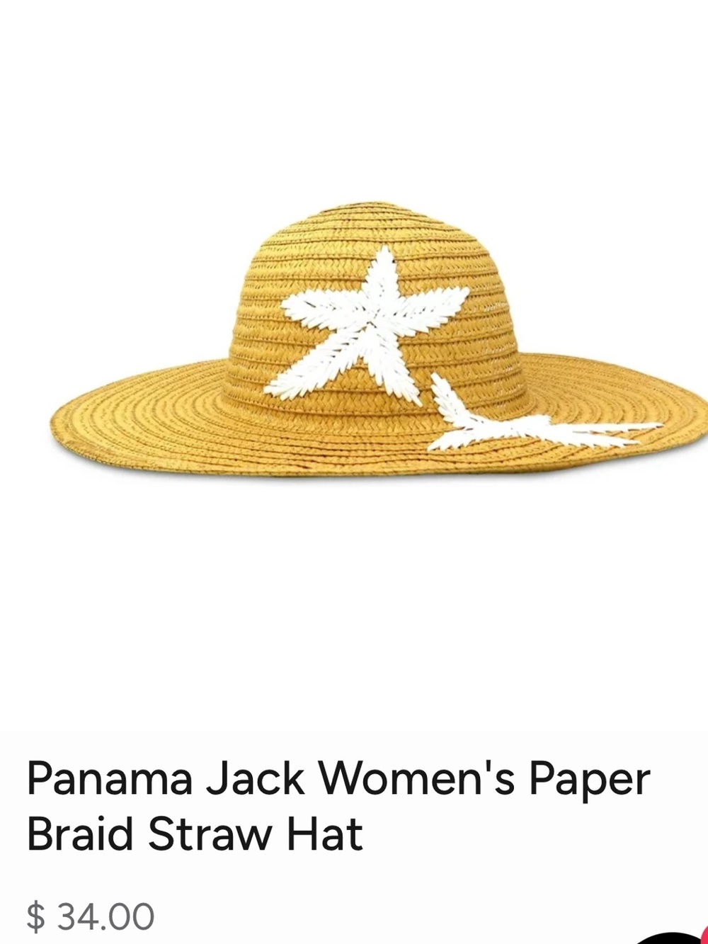 Panama Jack Wide Brim Hat with Two Embroidered White Flowers - Picture 2 of 9